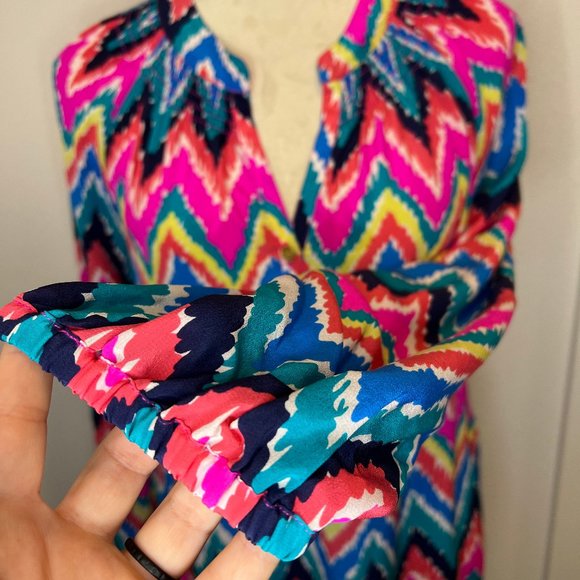 Lilly Pulitzer | Elsa Silk Blouse | Rainbow Chevron | Size: M - Picture 5 of 7